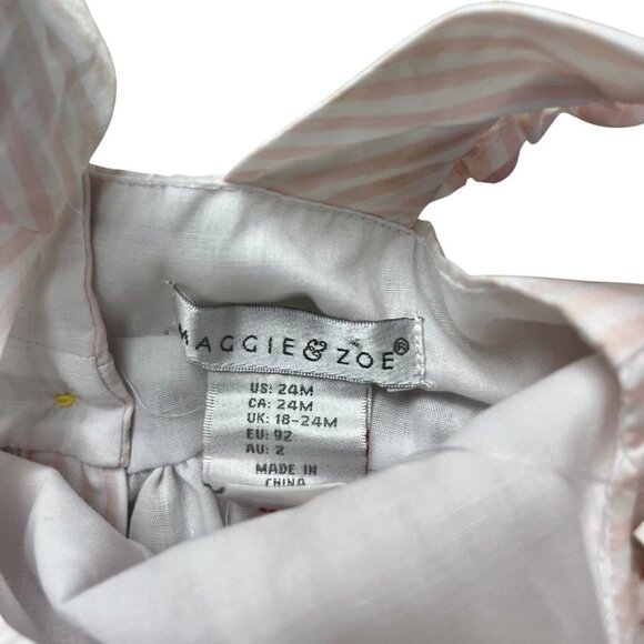 Maggie & Zoe New Pink Pinstriped Pom Pom Chick Dress Size 24 Months - Picture 6 of 6